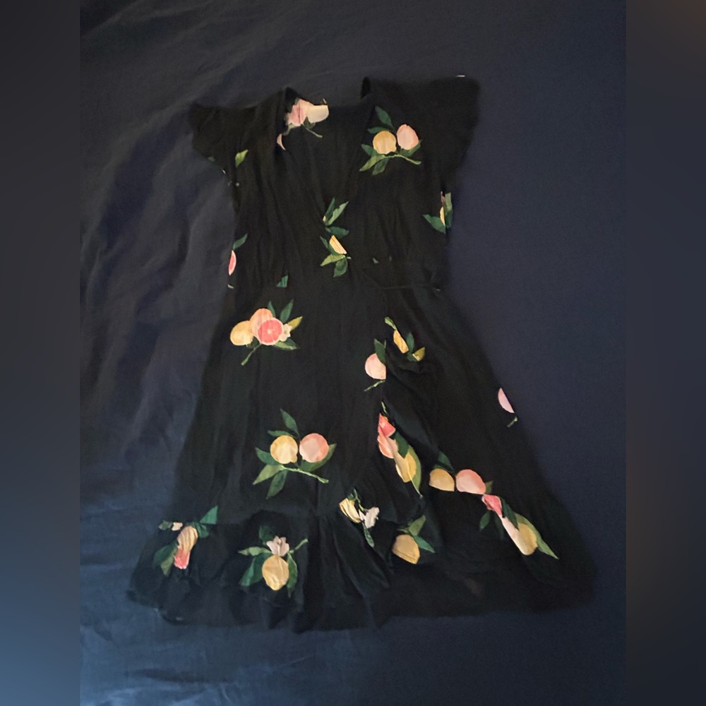 Rails Black Wrap Dress with Citrus Print